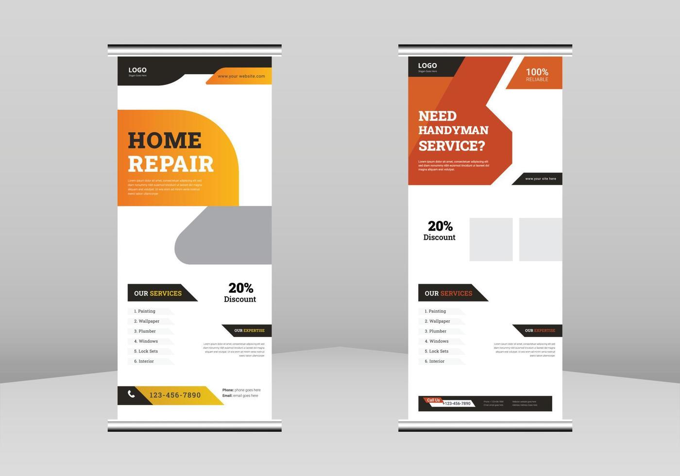 Handwerker Roll Up Banner Design, Handwerker Services Roll Up Banner, Home Repair Banner Design, Trend Business Roll Up Banner Design, Kreatives Vektor Roll Up Design. eps