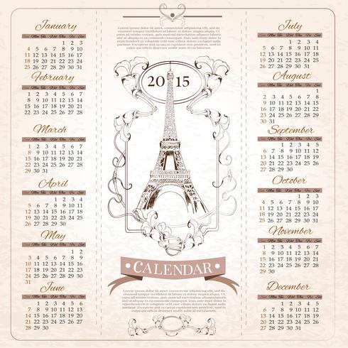 Retro kalender för 2015 vektor