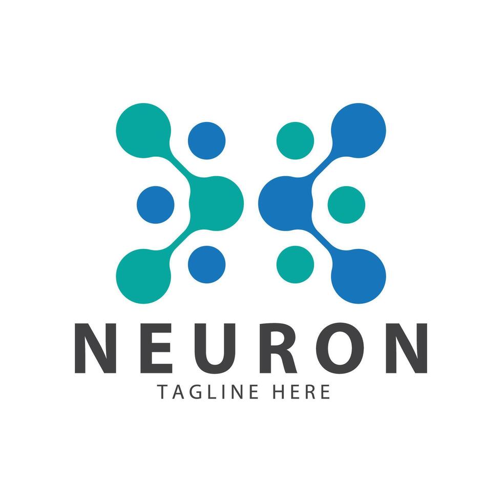 nervcell logotyp eller nerv cell logotyp design, molekyl logotyp illustration mall ikon med begrepp vektor