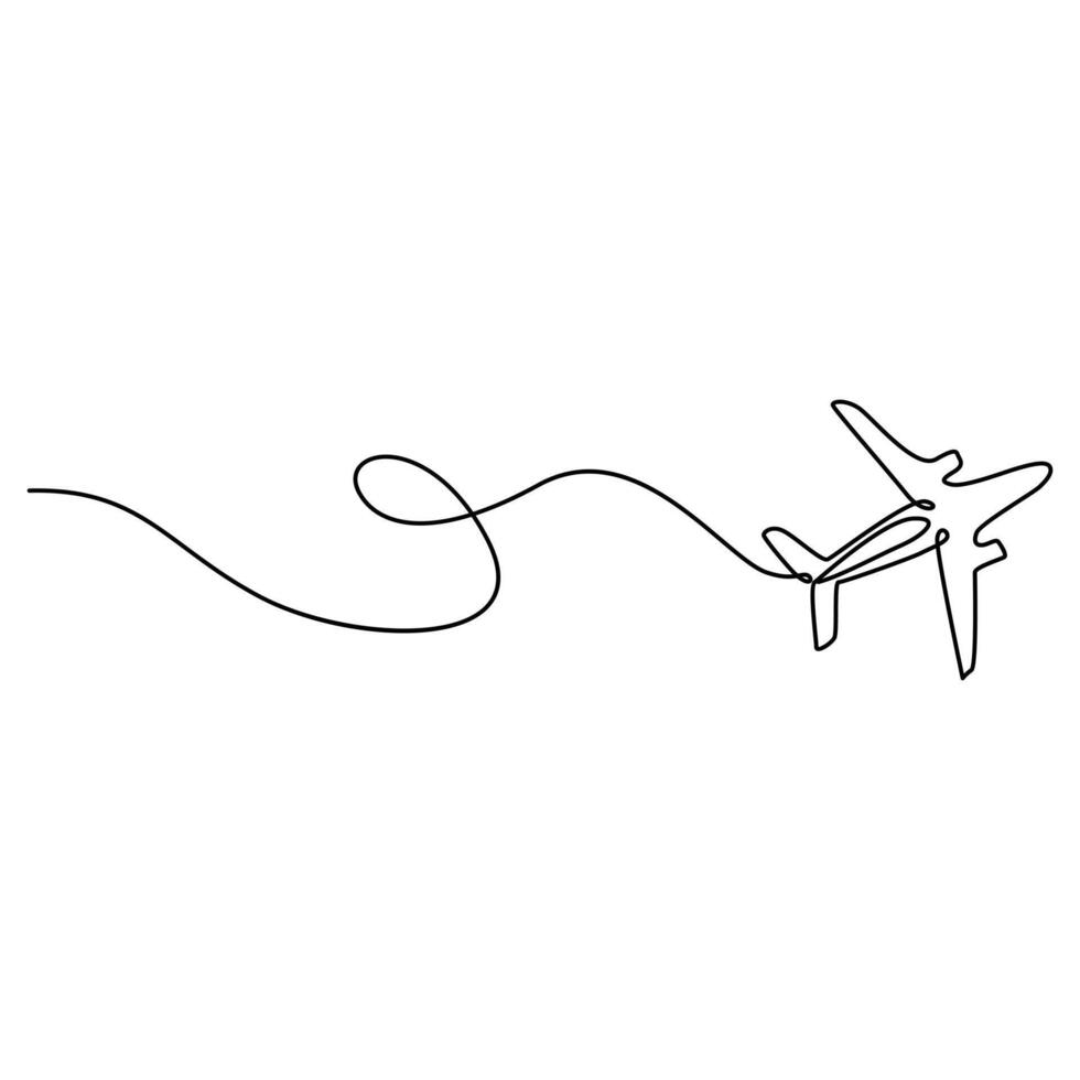 kontinuerlig ett linje konst teckning flygande passagerare plan illustration vektor
