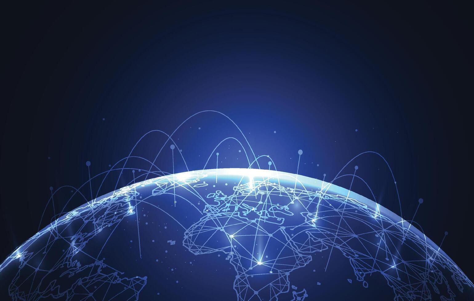 global nätverk förbindelse. värld Karta punkt och linje sammansättning begrepp av global företag vektor