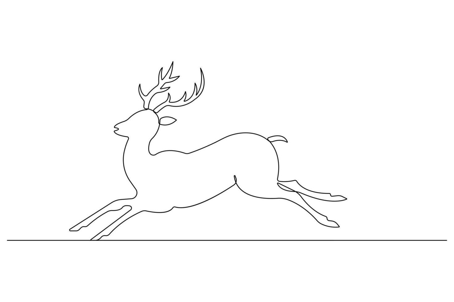 kontinuerlig ett linje konst teckning av vild djur- rådjur översikt illustration vektor