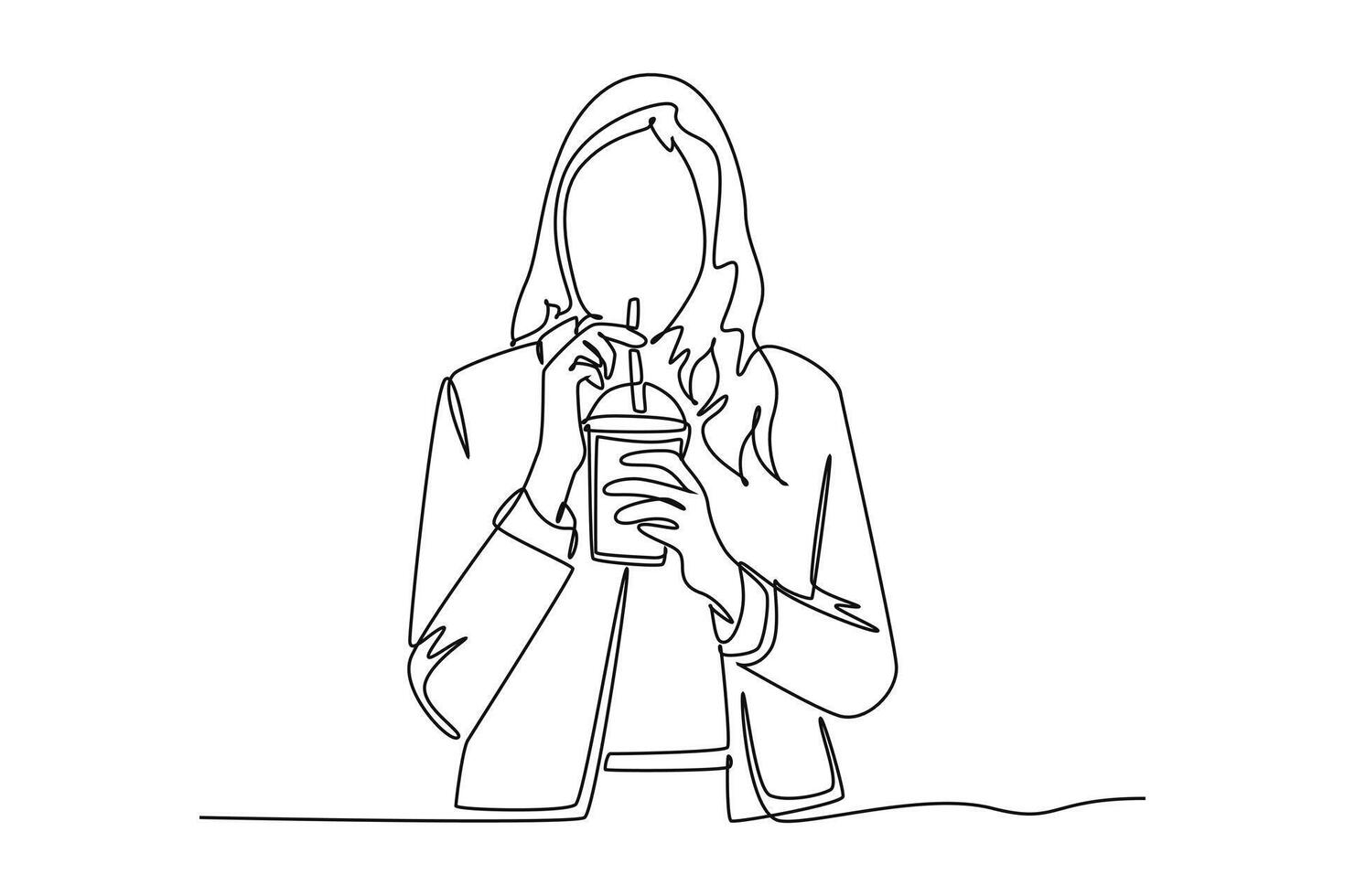 kontinuerlig ett linje teckning dricka kaffe begrepp. klotter illustration. vektor