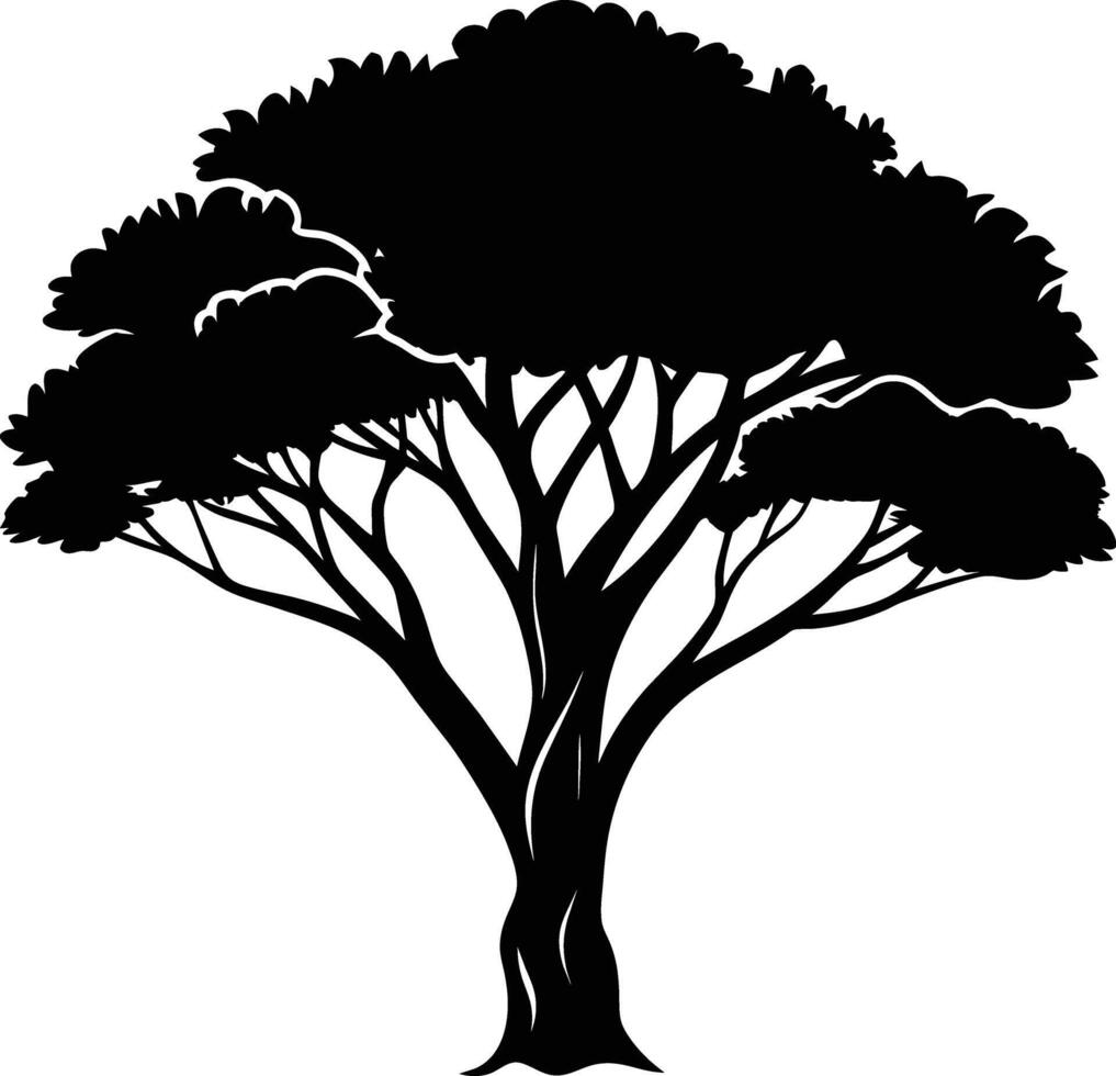 ein schwarz Silhouette von ein afrikanisch Baum vektor
