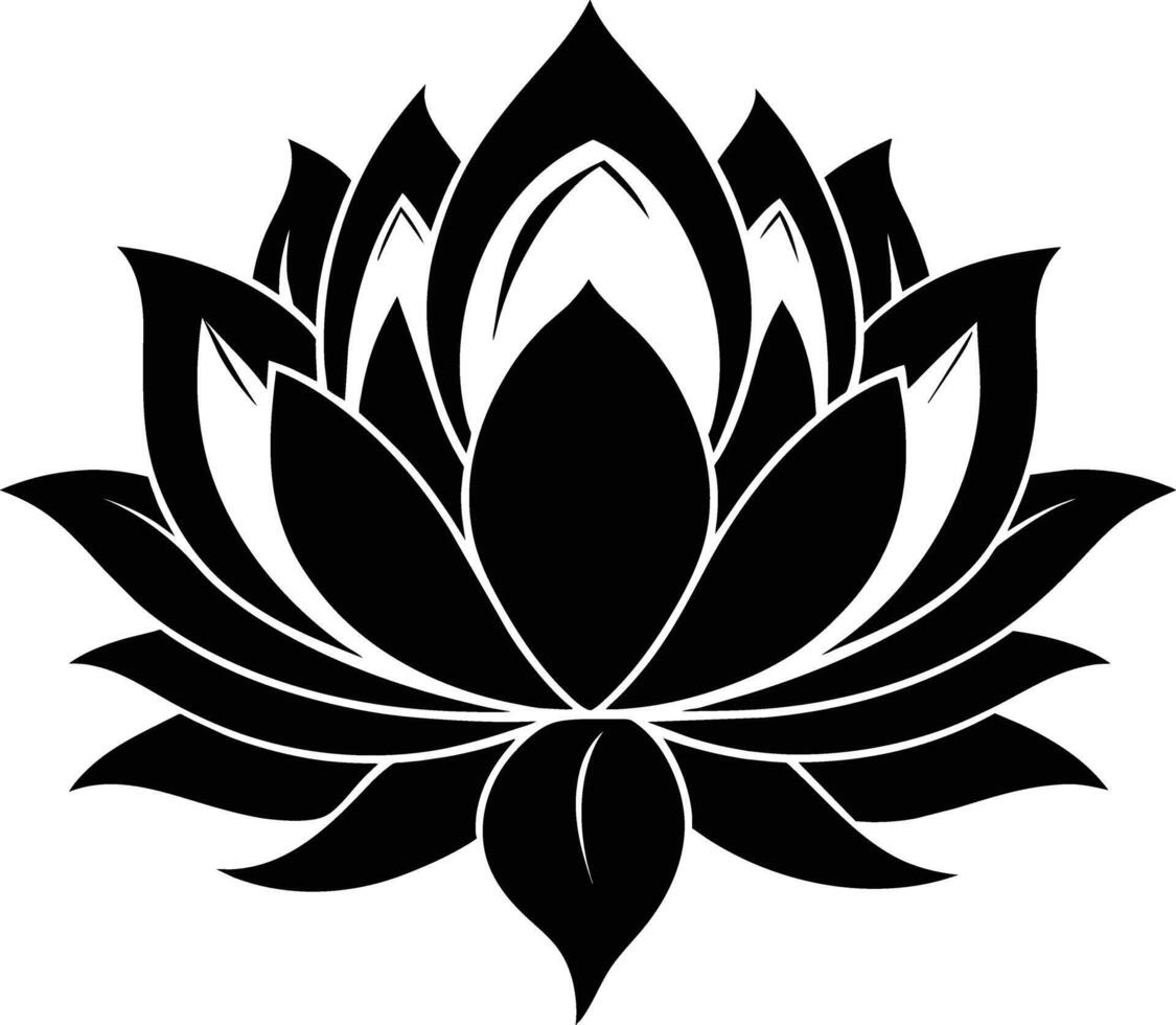 ein schwarz Silhouette Zeichnung von ein Lotus Blume vektor