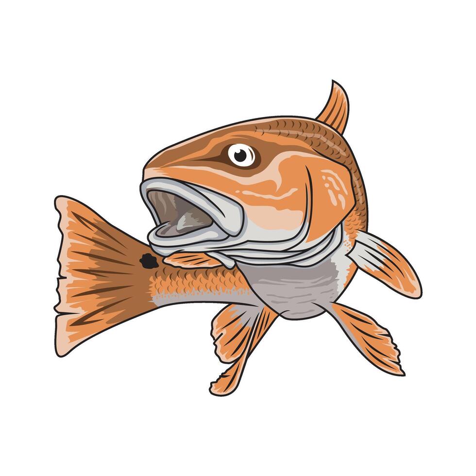 roter Fisch Angeln Illustration Logo vektor