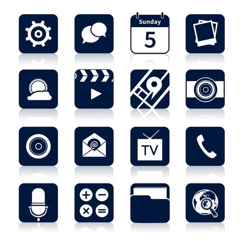 Mobila applikationer ikoner svart vektor