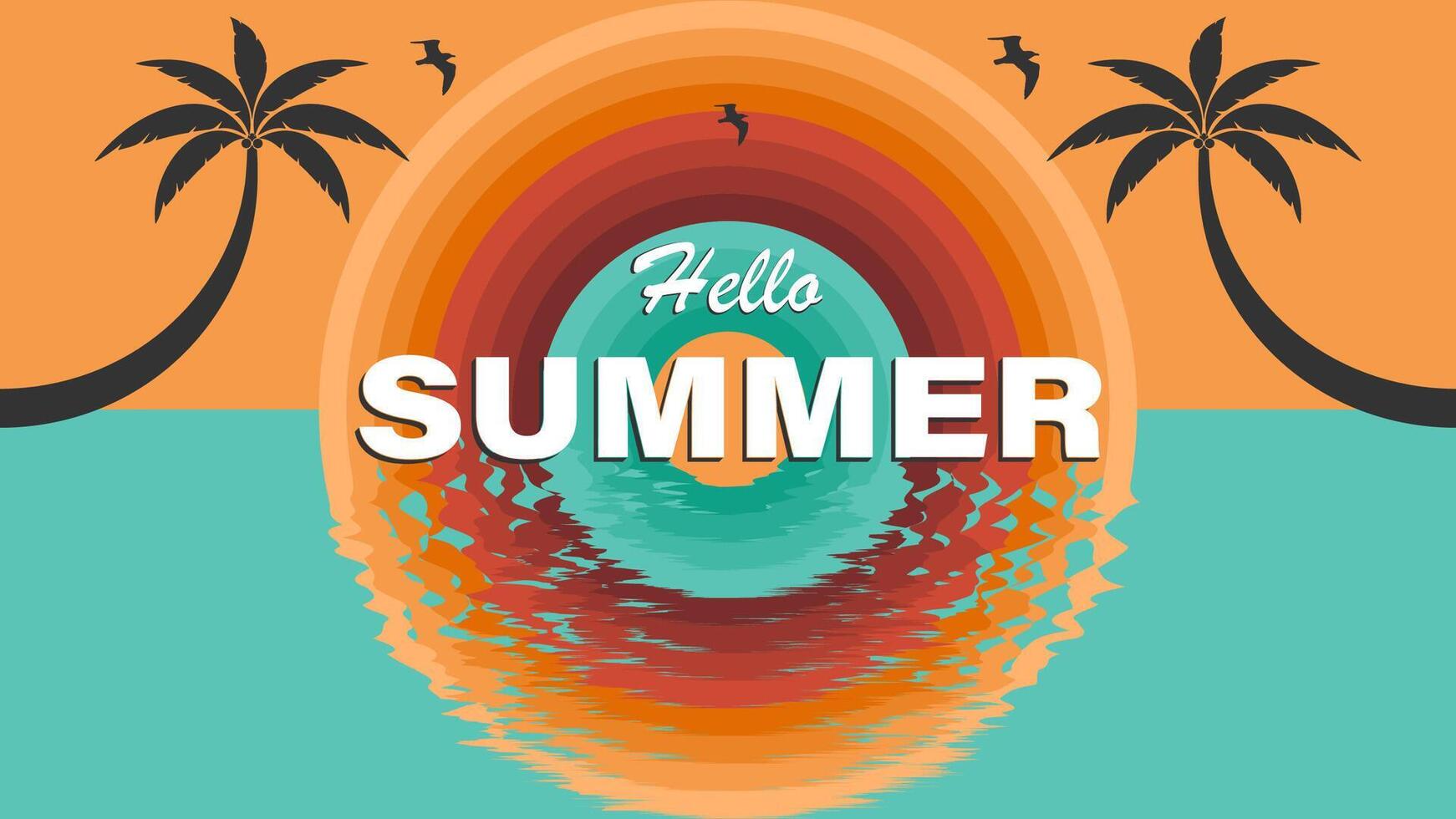 schön Sommer- Poster.abstrakt minimal Sommer- Hintergrund vektor