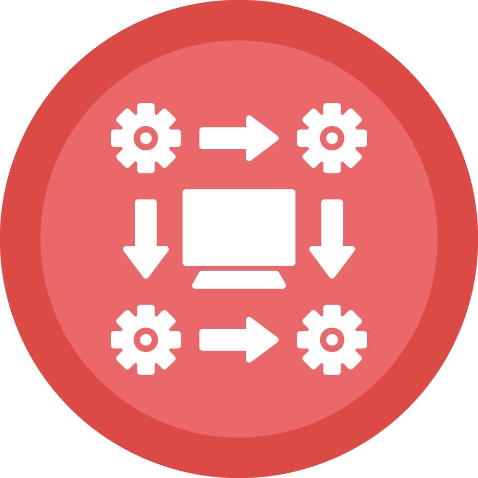 arbetsflöde glyf på grund av cirkel ikon design vektor