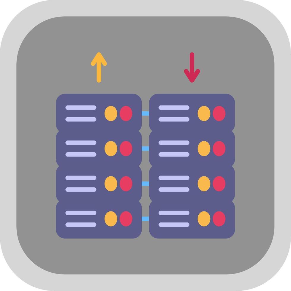 data Centrum platt runda hörn ikon design vektor