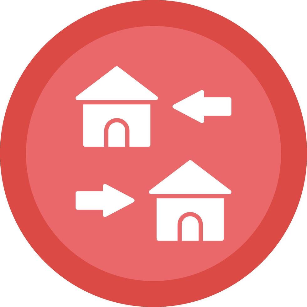 förändra av hus glyf på grund av cirkel ikon design vektor