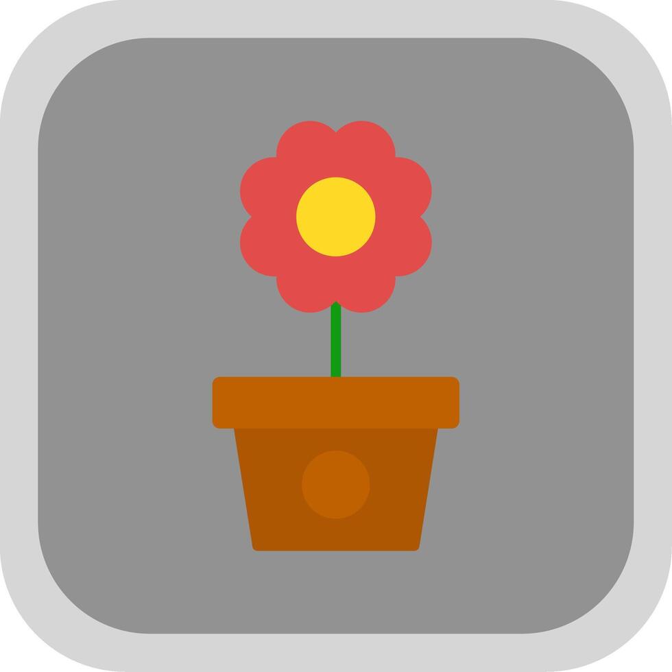 blomma pott platt runda hörn ikon design vektor