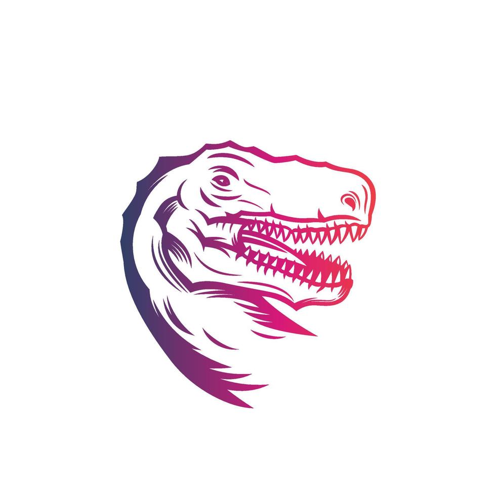 tyrannosaurus rex, chef för t. rex, vektor kontur isolerad på vitt