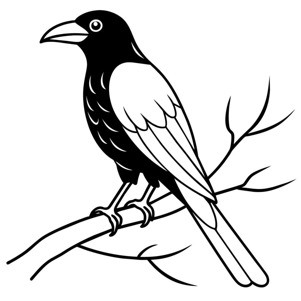 fågel färg bok sida hand dra illustration vektor