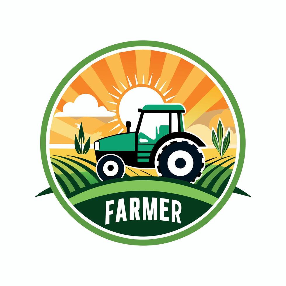 Farmer Logo Illustration eben 2d Stil vektor