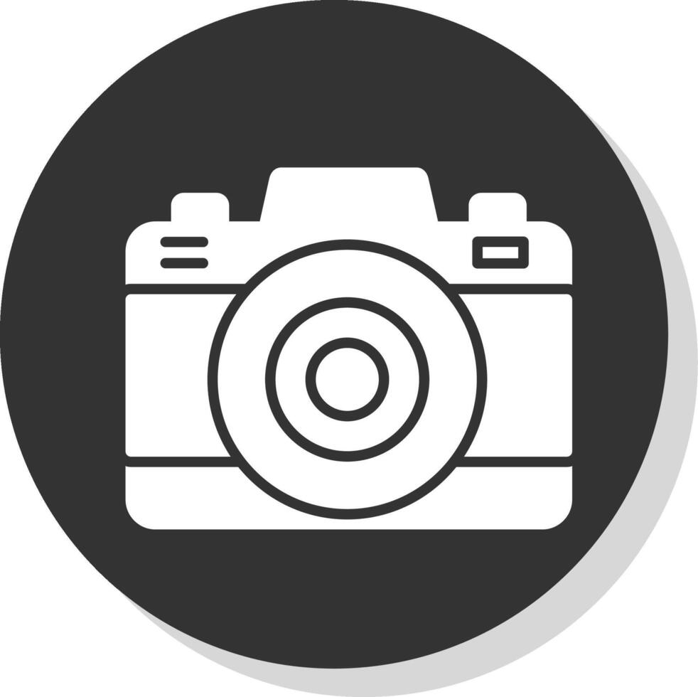 Foto kamera glyf skugga cirkel ikon design vektor