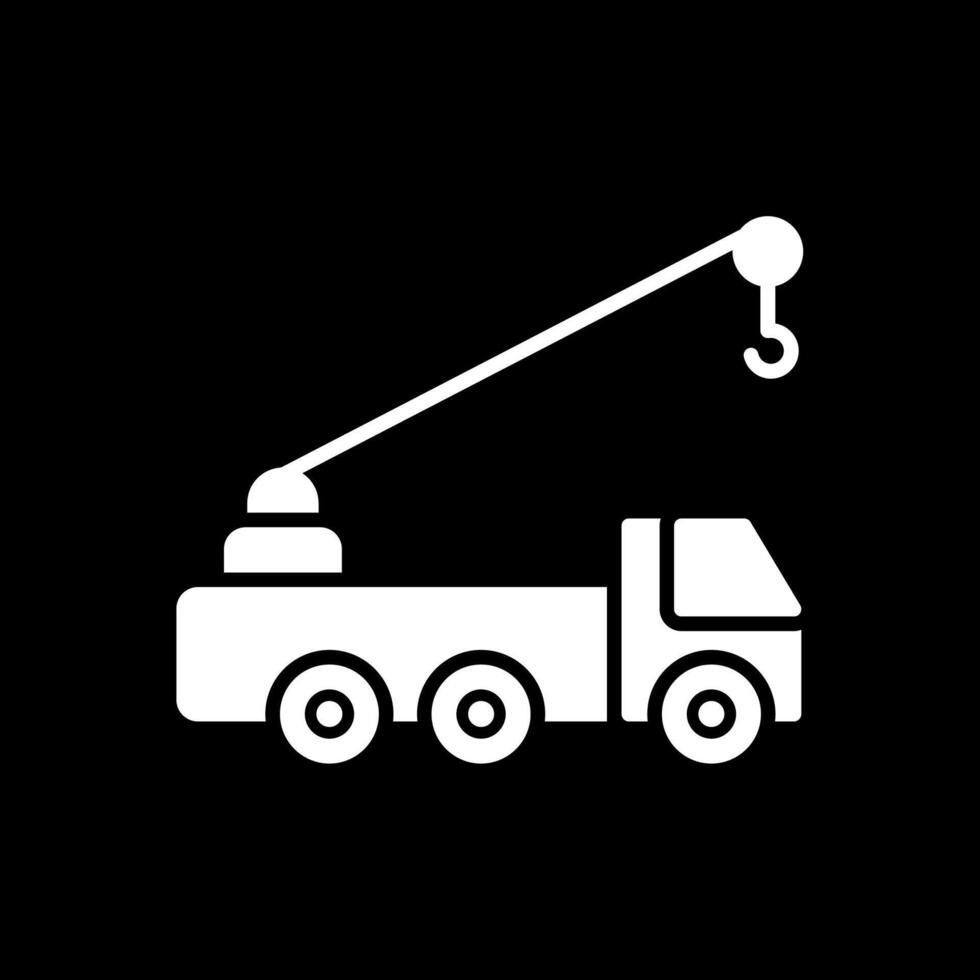 kran lastbil glyf omvänd ikon design vektor