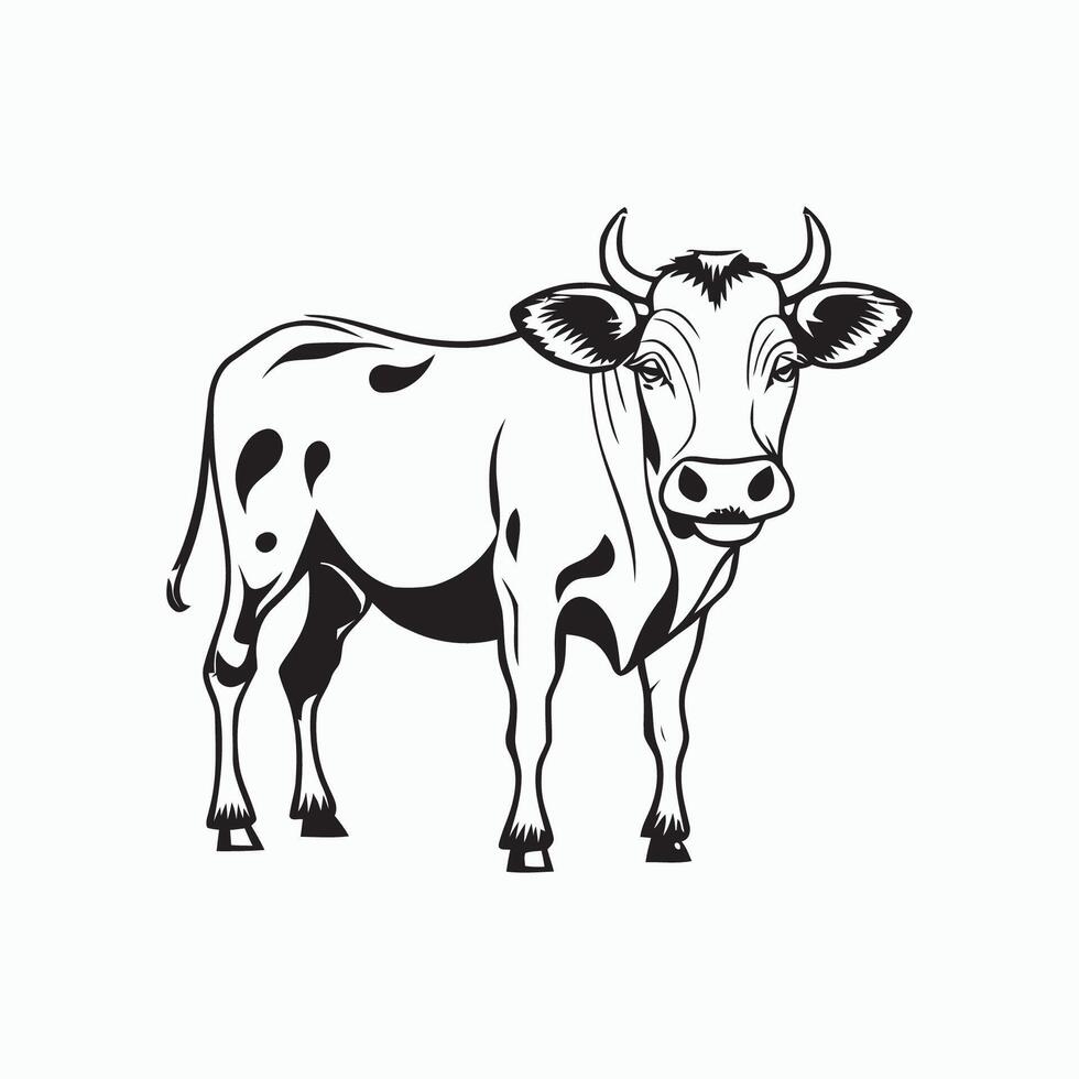 svart och vit ko logotyp vektor