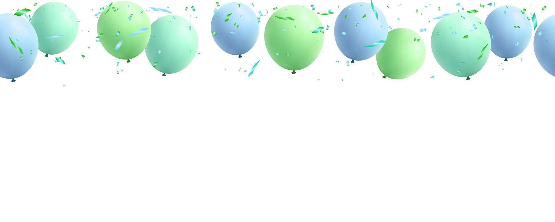 baner födelsedag fest, Semester, festival, firande, årsdag med ballong och konfetti vektor