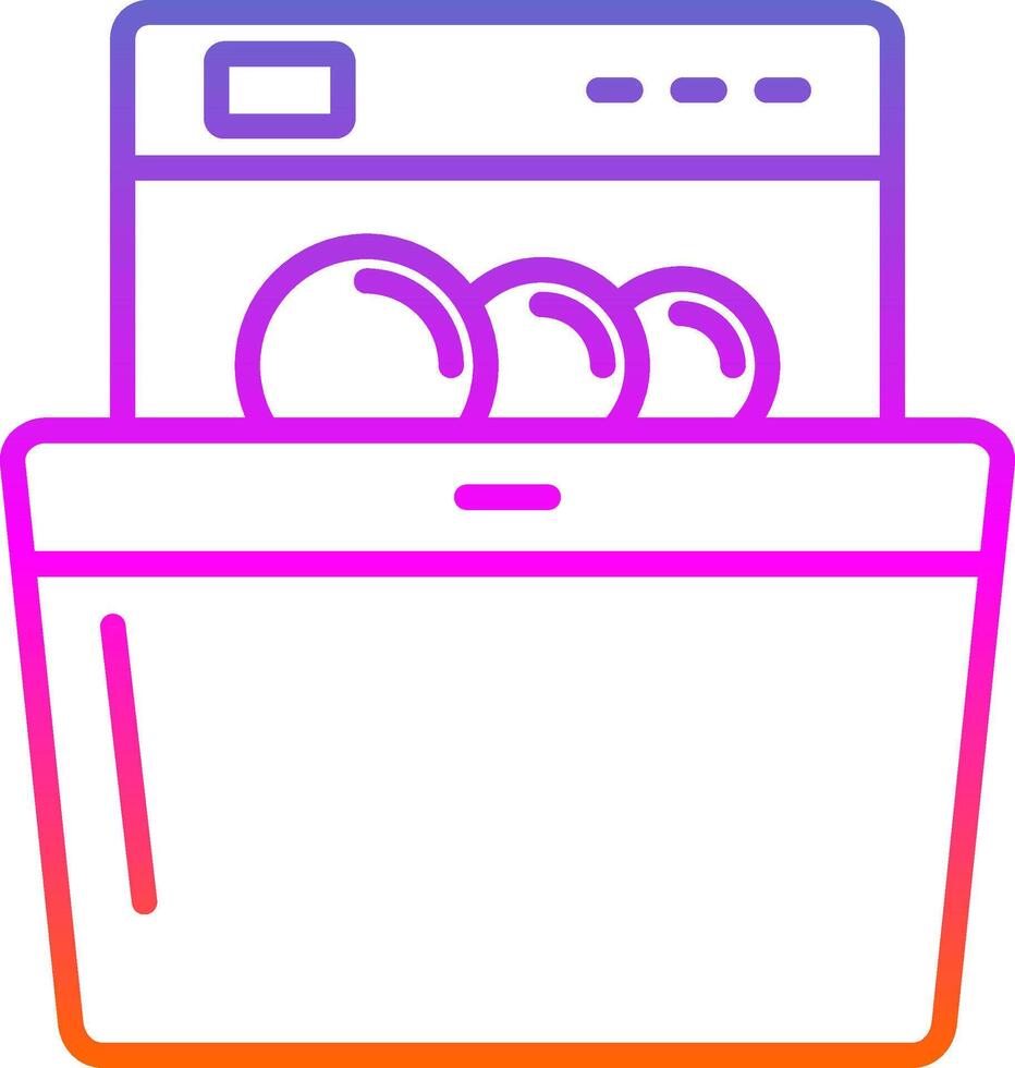 maträtt tvättning linje lutning ikon design vektor