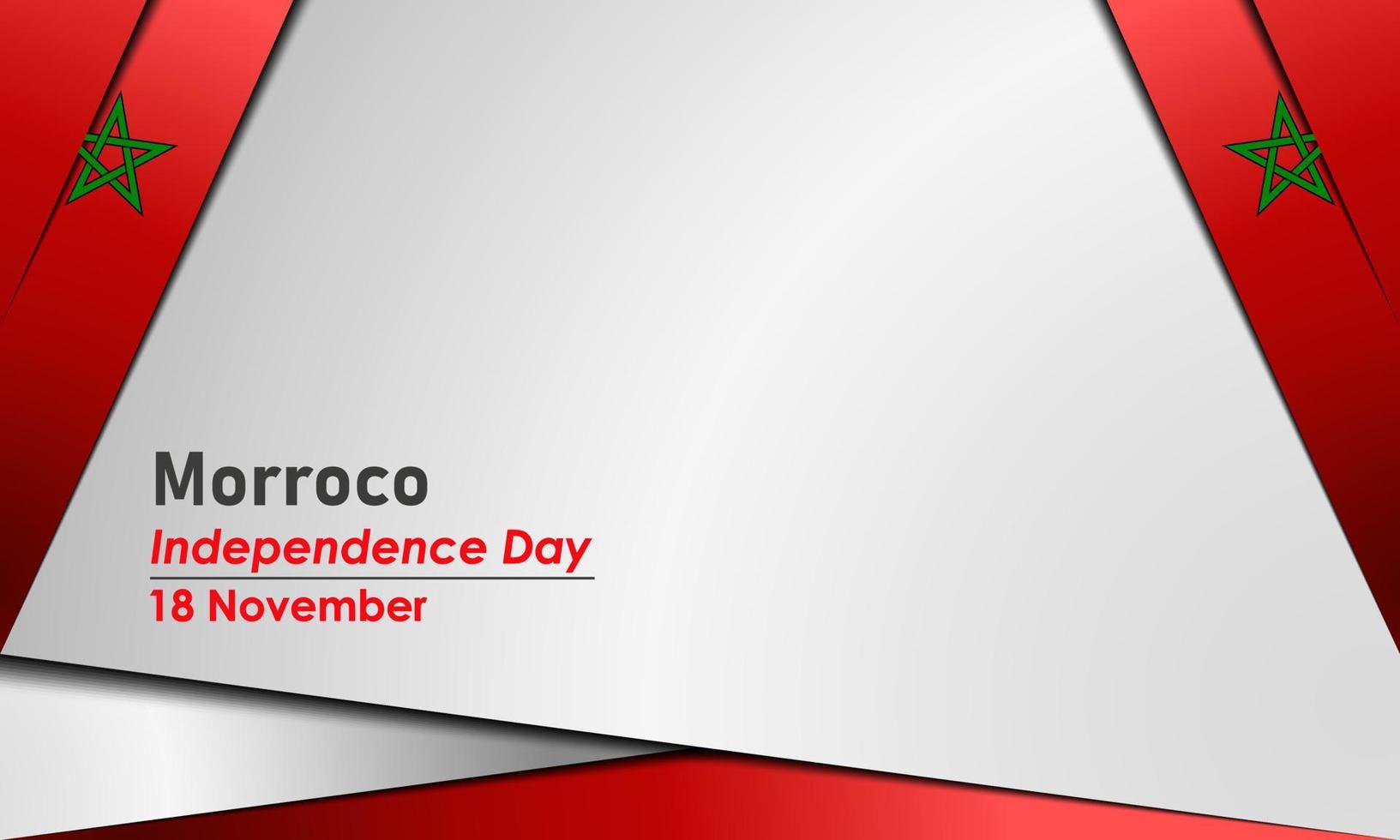 Marocko självständighetsdagen bakgrund. 18 november premium och lyxigt gratulationskort, brev, affisch eller banderoll. med stjärnikon och Marockos nationella flagga vektor