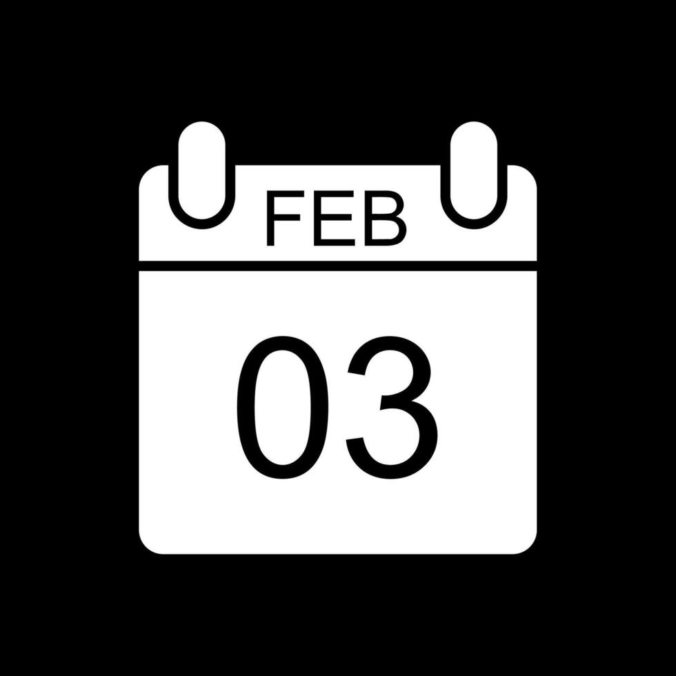 Februar Glyphe invertiert Symbol Design vektor