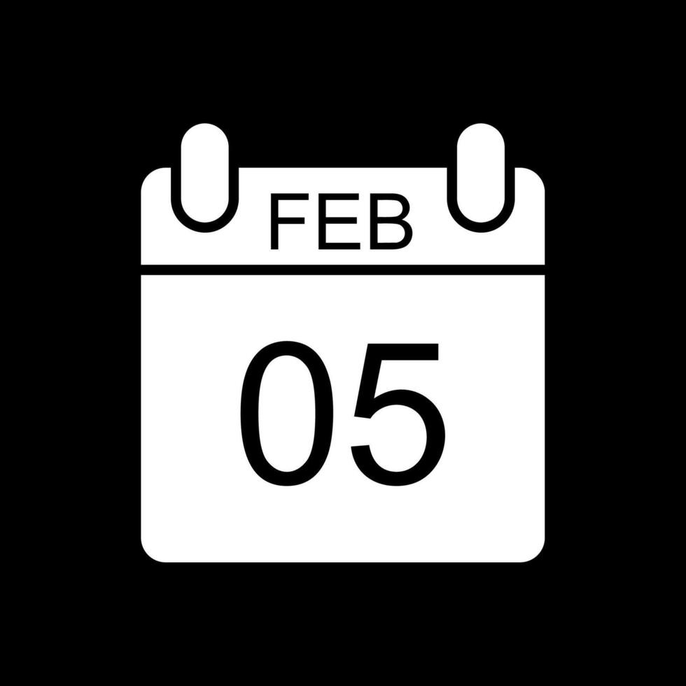 februari glyf omvänd ikon design vektor
