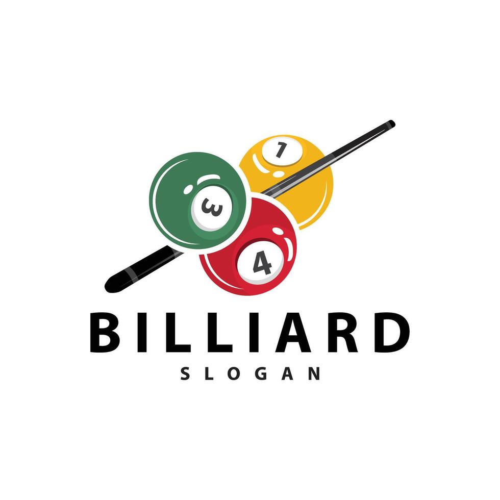 biljard logotyp minimalistisk design boll och pinne symbol illustration mall vektor