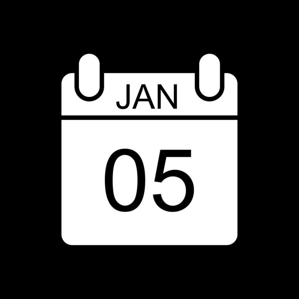 Januar Glyphe invertiert Symbol Design vektor