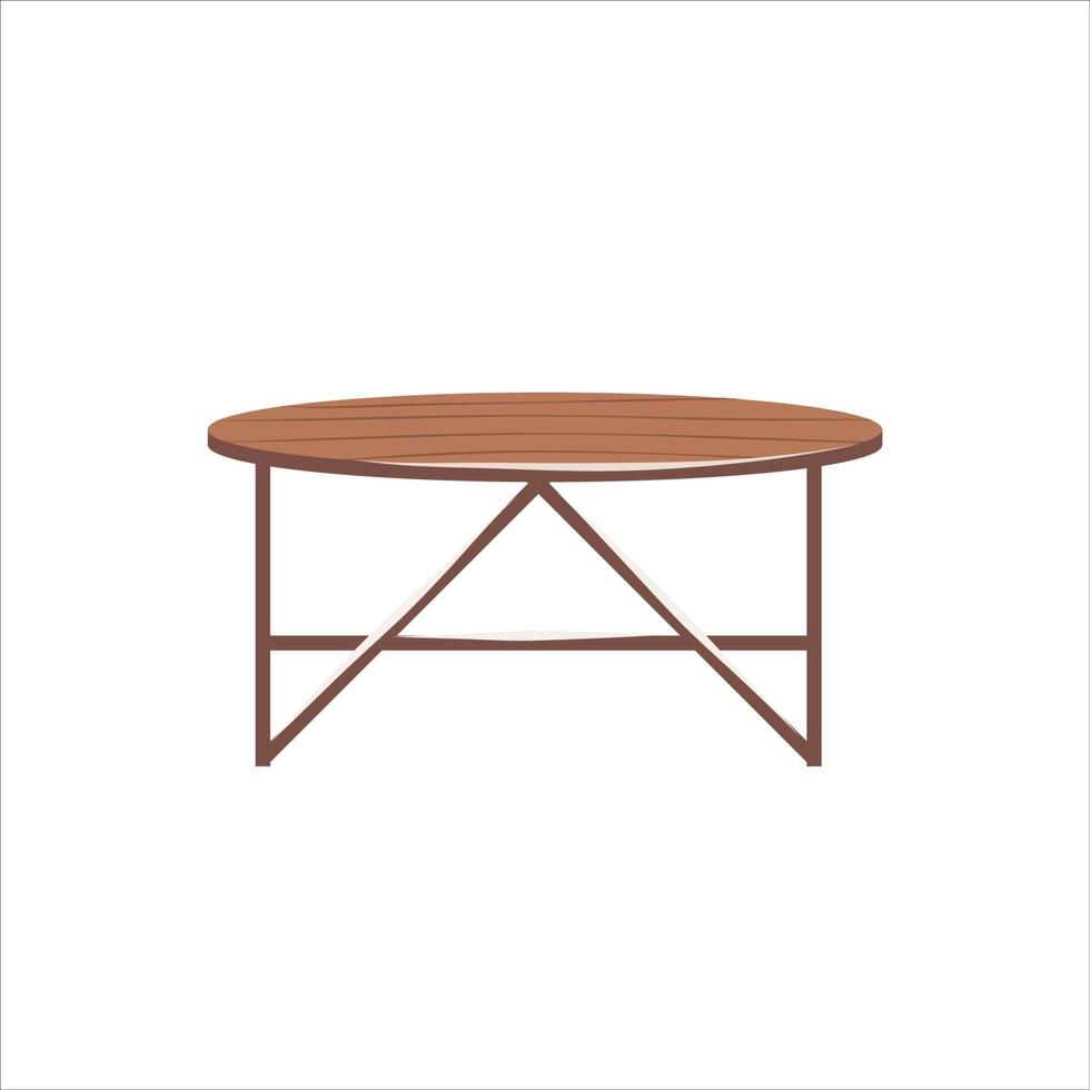 Holztisch für den Innenraum isoliert auf weißem background.round Esstisch mit Querstangen. Vektor-Illustration. vektor