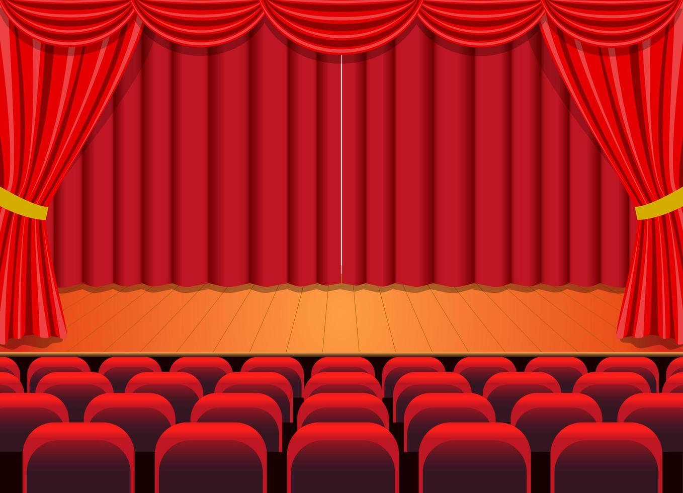 Schauspielbühne mit rotem Glamour-Vorhang und Spektakel vektor
