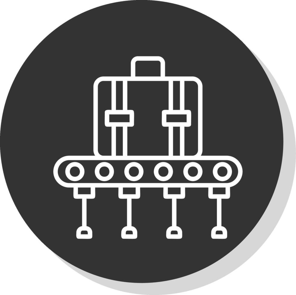 bagage transportband linje skugga cirkel ikon design vektor