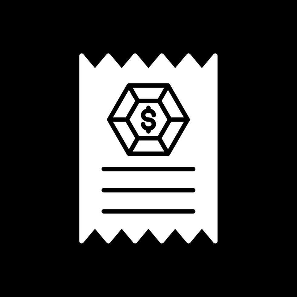 Kassenbon Glyphe invertiert Symbol Design vektor