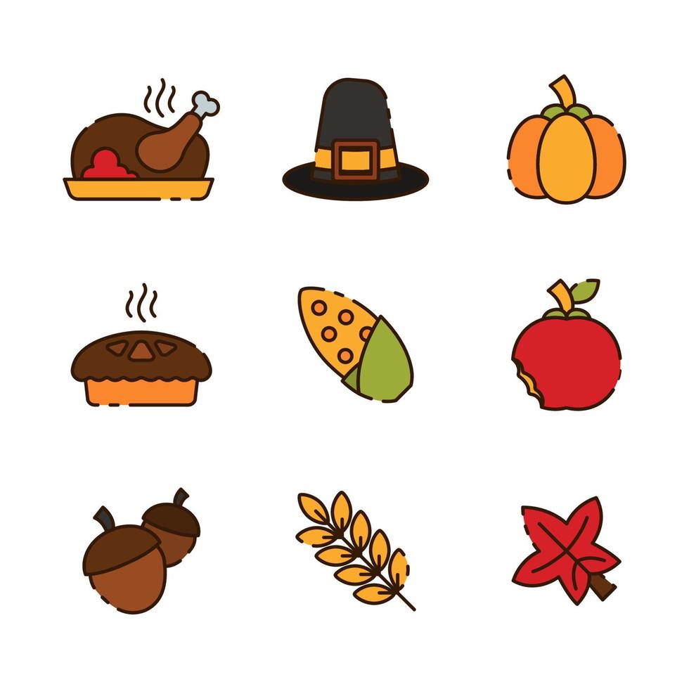 Thanksgiving-Icon-Set vektor
