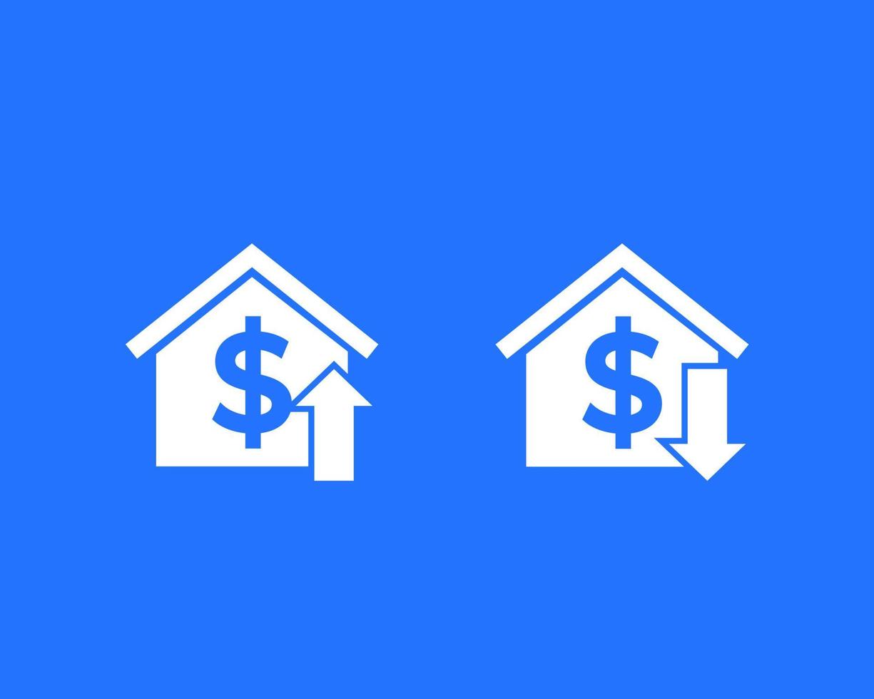 Symbole für Wachstum und Rückgang der Hauspreise vektor