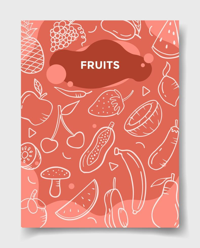 Fruchtkonzept mit Doodle-Stil für die Vorlage von Bannern, Flyern, Büchern und Zeitschriften-Cover vektor