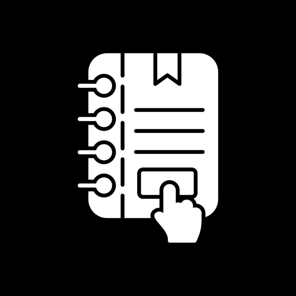 anteckningsblock glyf omvänd ikon design vektor