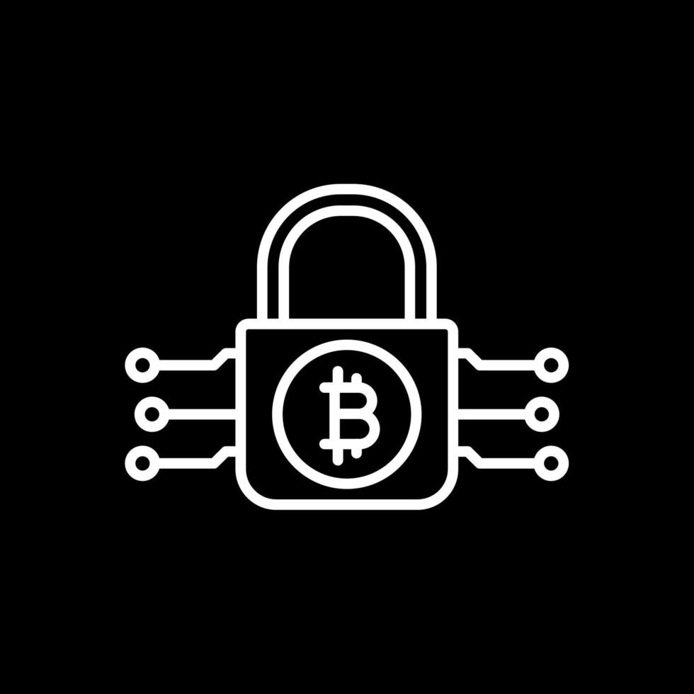 bitcoin kryptering linje omvänd ikon design vektor