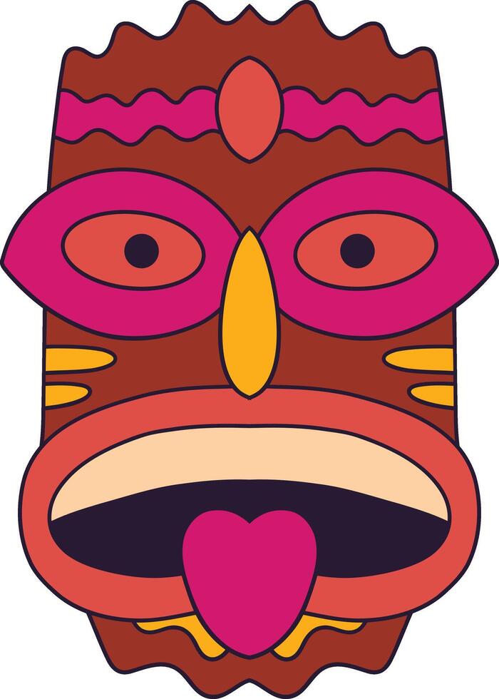 etnisk tiki mask element. stam- hawaii totem afrikansk traditionell trä- symbol. vektor