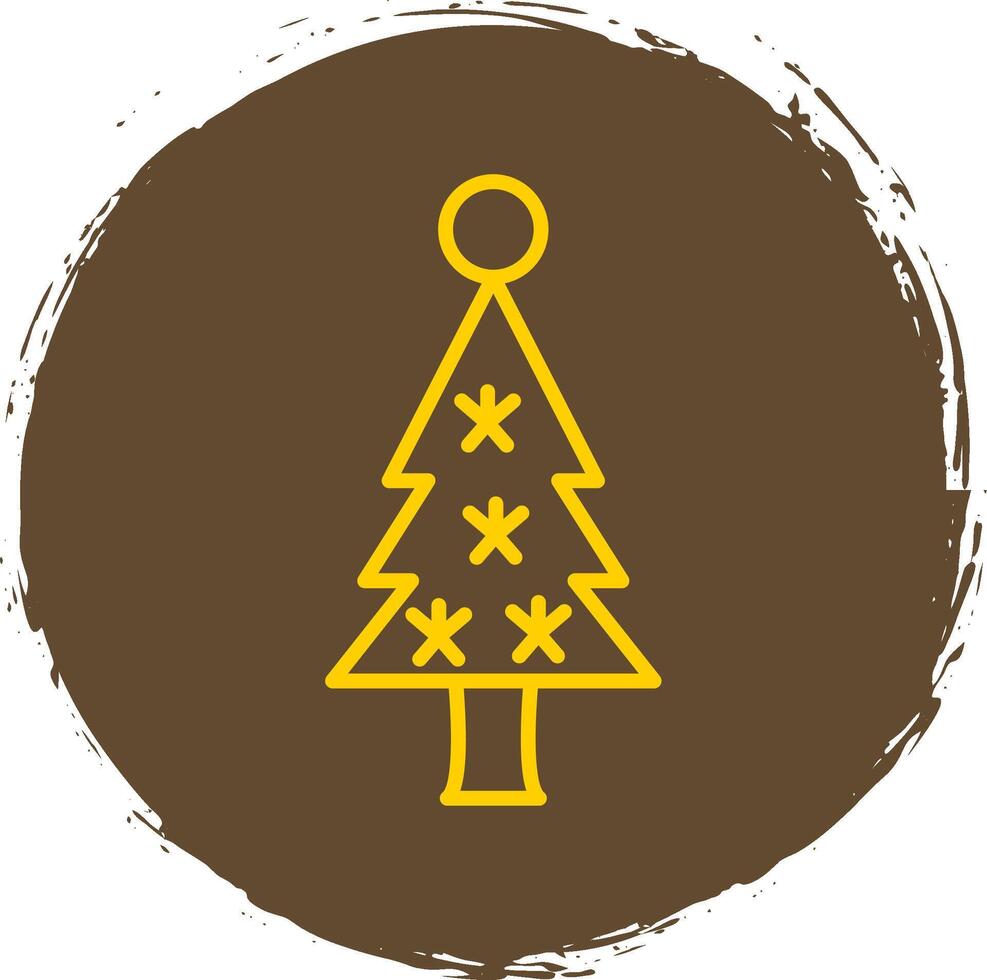 jul träd linje cirkel klistermärke ikon vektor