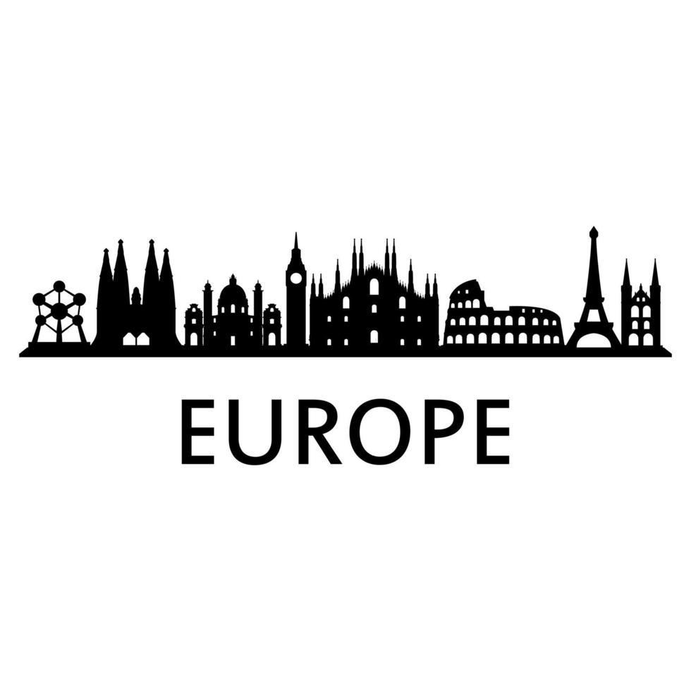Europas skyline på vit bakgrund vektor