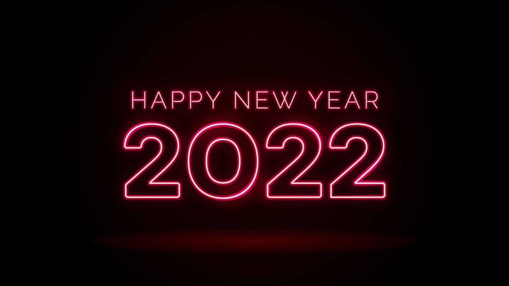 Vektorschablone des leuchtenden Neontypografiedesigns frohes neues Jahr 2022 in der Farbe Rot, dekoratives LED-Textzeichen der Feiertagsfeier. vektor