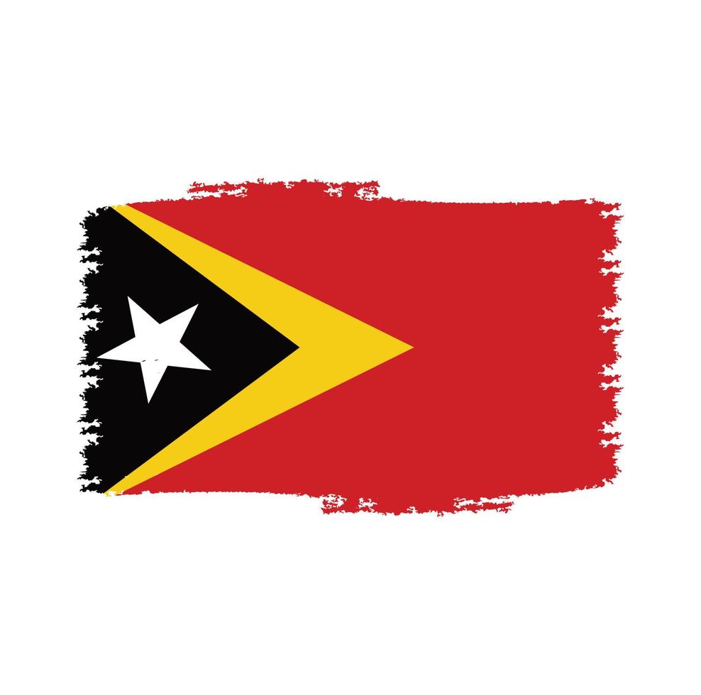 Timor-Leste-Flagge mit Aquarellpinsel vektor