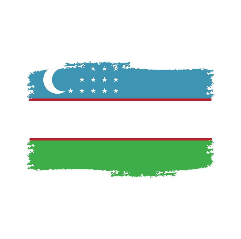 uzbekistan flagga med akvarell målad pensel vektor
