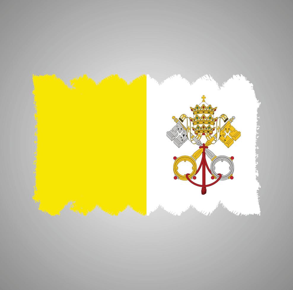 vatikan flagga med akvarell målad pensel vektor