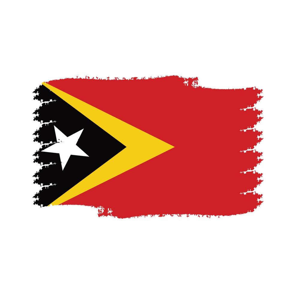 timor leste flagga med akvarell målad pensel vektor