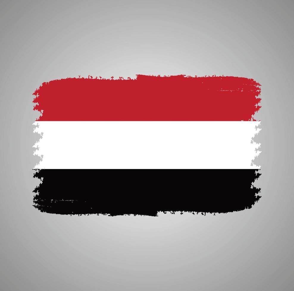 Jemen flagga med akvarell målad pensel vektor
