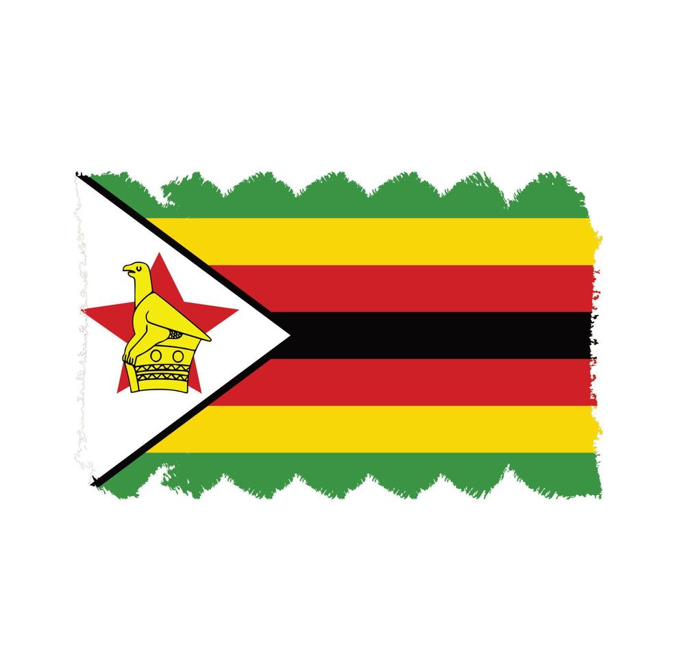Simbabwe-Flaggenvektor mit Aquarellpinselart vektor