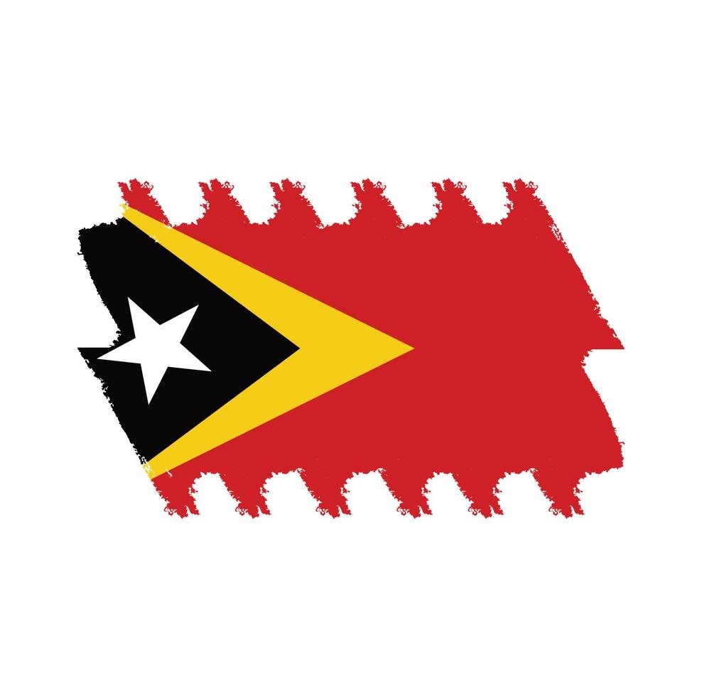 Timor-Leste-Flagge mit Aquarellpinsel vektor