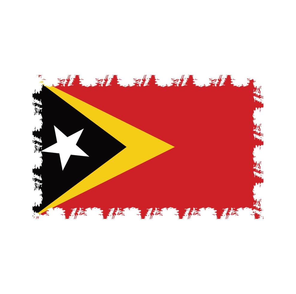 Timor-Leste-Flagge mit Aquarellpinsel vektor